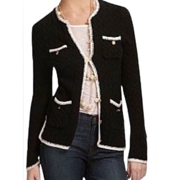 Trina Turk Sweater Cardigan Womens Small Wool Academia Black - Picture 5 of 5